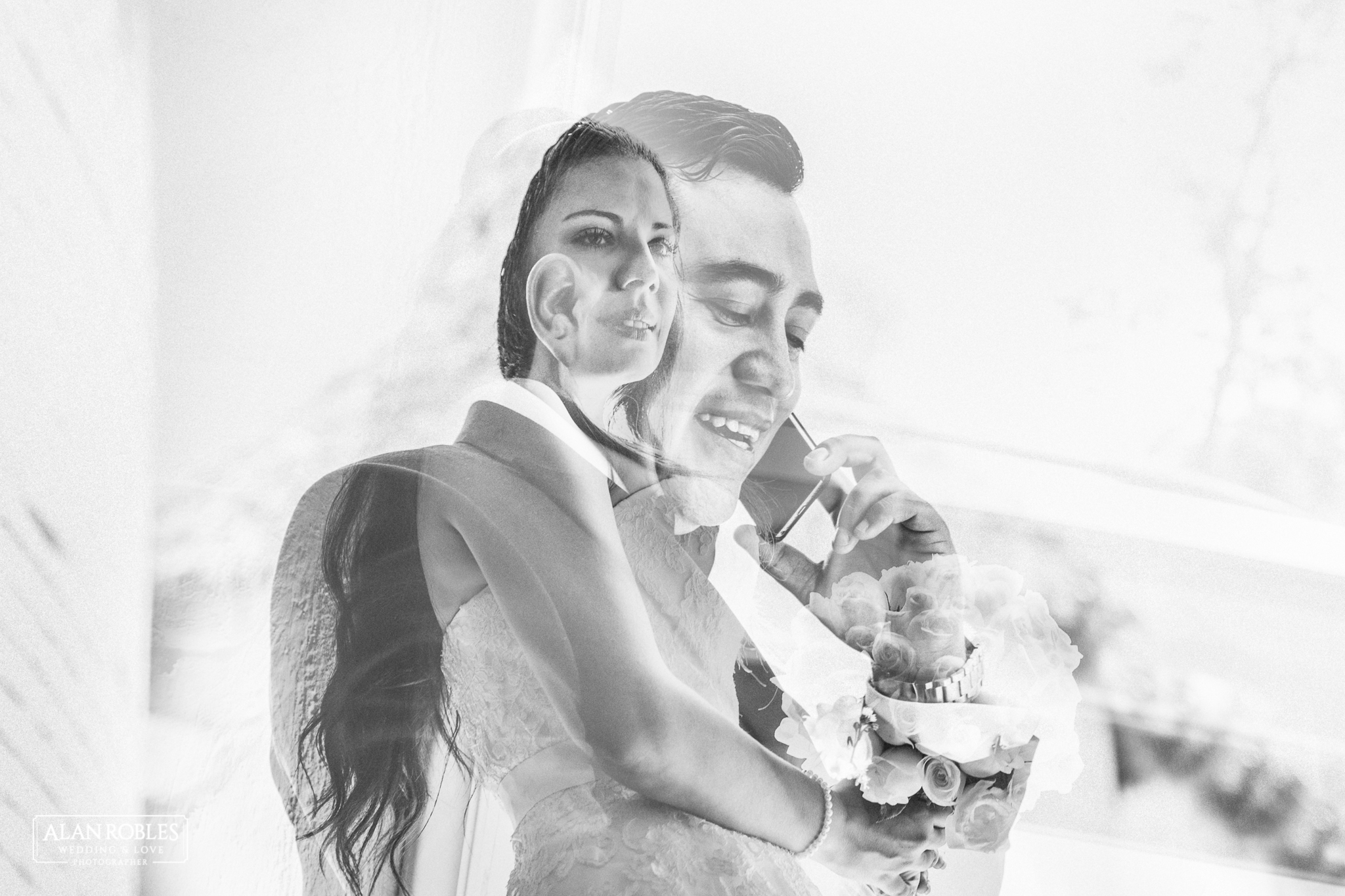 Fotografia de novios doble exposicion. Fotografo Alan Robles fotografo de bodas en Guadalajara. Wedding session.